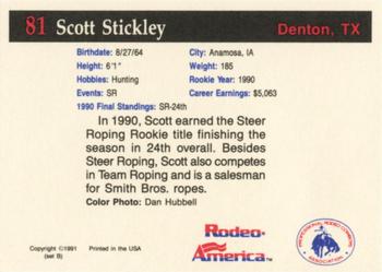 1991 Rodeo America Set B #81 Scott Stickley Back